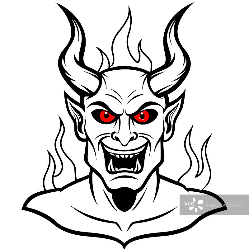 长角红眼黑色恶魔奇幻生物图片素材