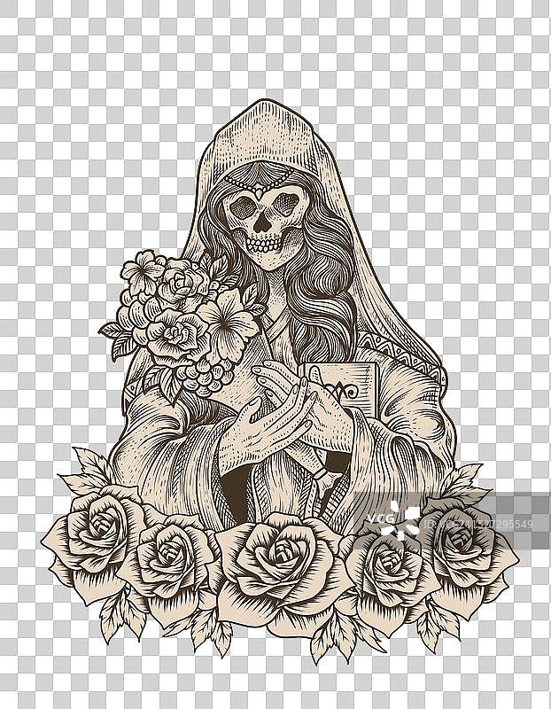 雕刻风格的骷髅女人图片素材