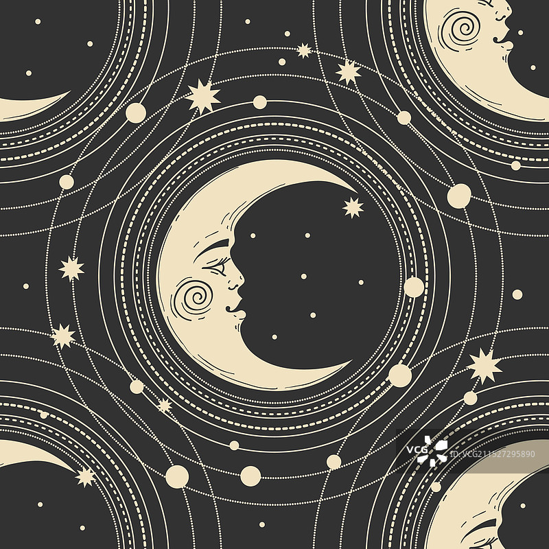 金色新月无缝图案图片素材