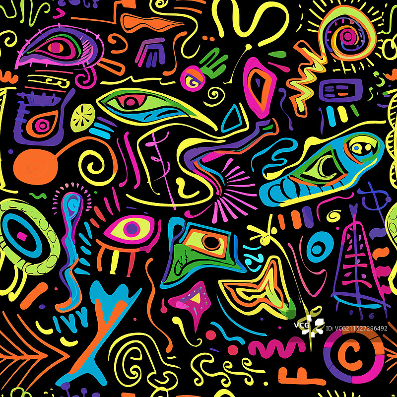 趣味彩色混沌无缝图案图片素材