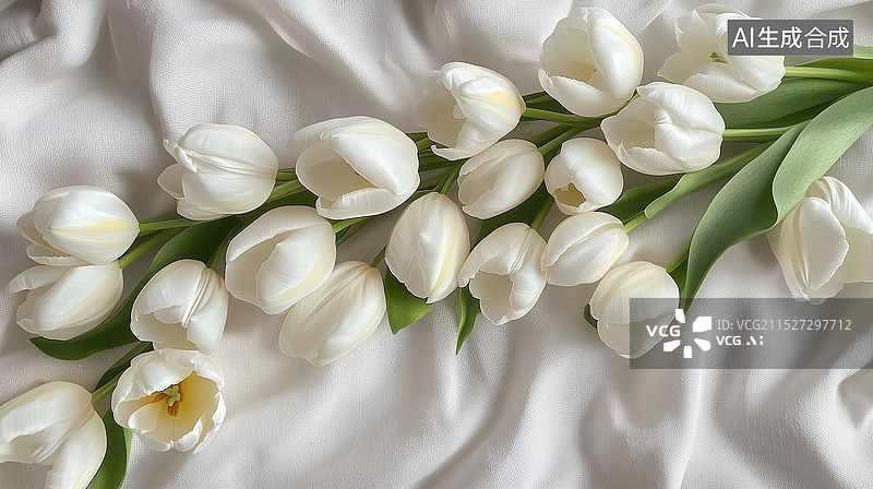 【AI数字艺术】简约白色郁金香花图片素材