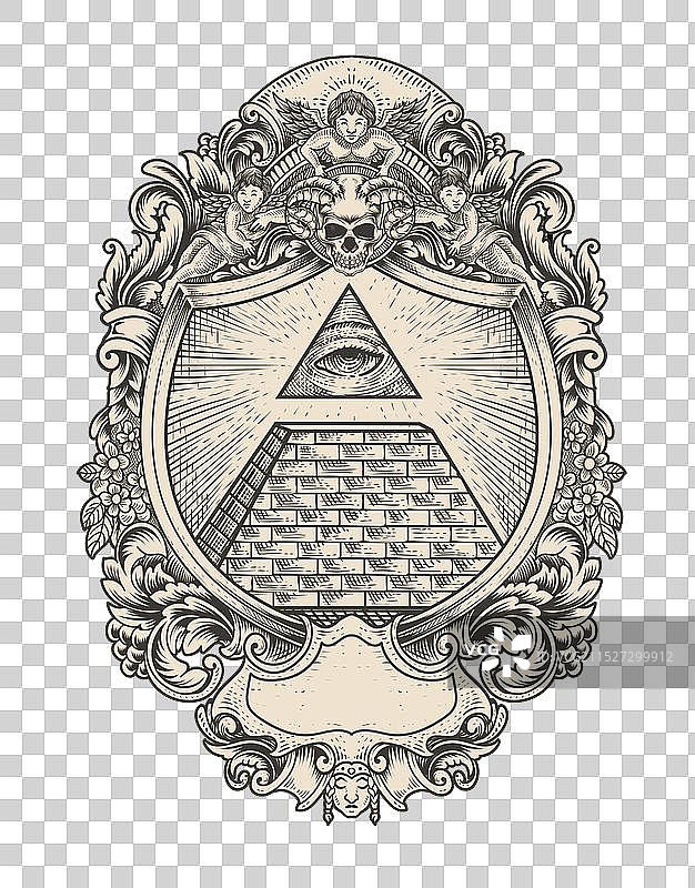 雕刻风格的金字塔图片素材