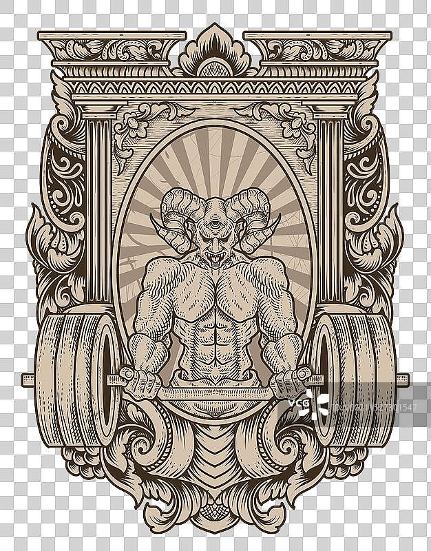 健身房里的魔鬼身材健美运动员图片素材