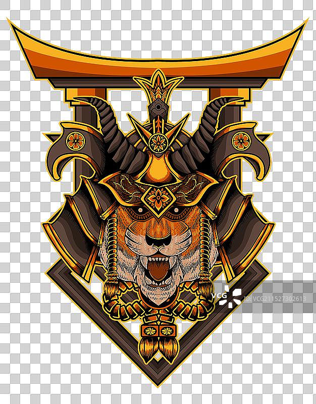 武士虎与鸟居图片素材