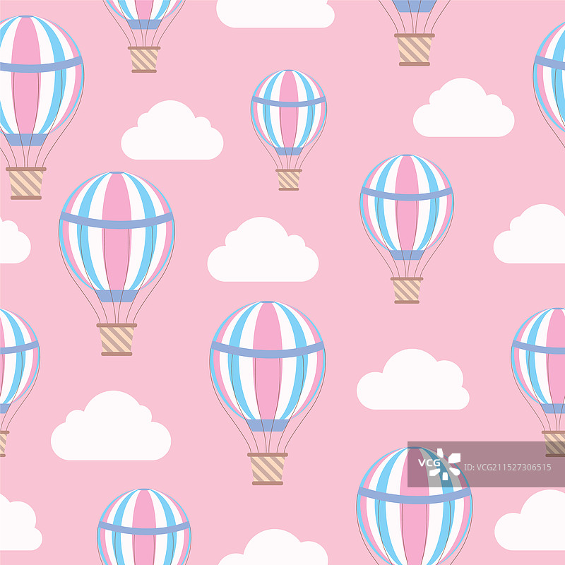 可爱的热气球无缝图案图片素材