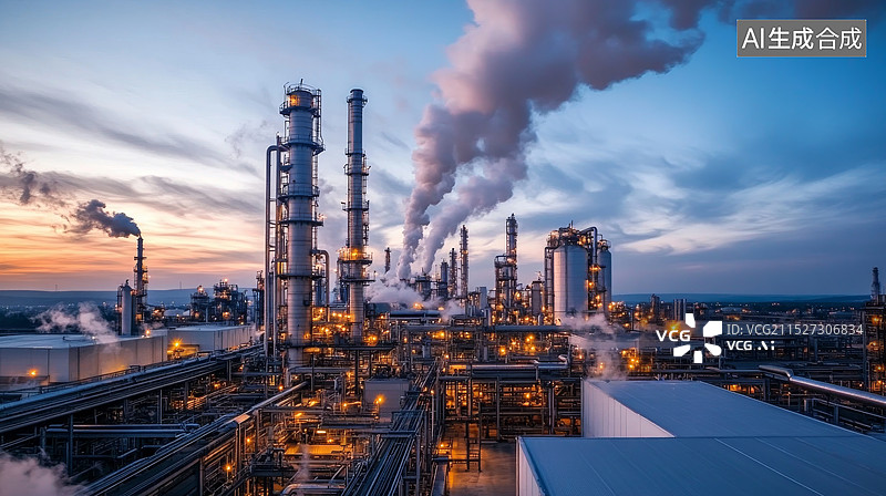 【AI数字艺术】炼化厂，化工厂图片素材