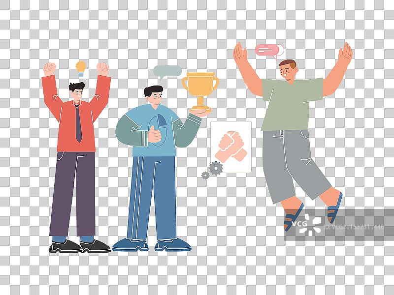 三个男人一同庆祝成功图片素材