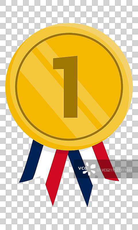 法国国旗配色缎带金色奖牌图片素材