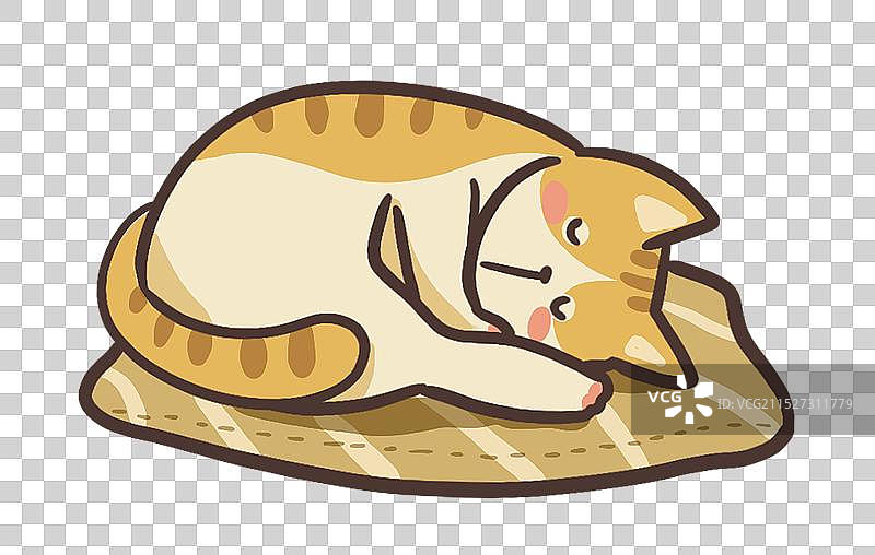 卡通手绘睡觉的猫元素图片素材