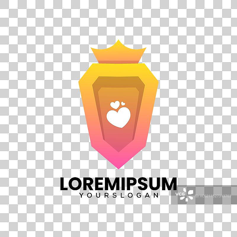 盾牌爱心渐变图标标志设计图片素材