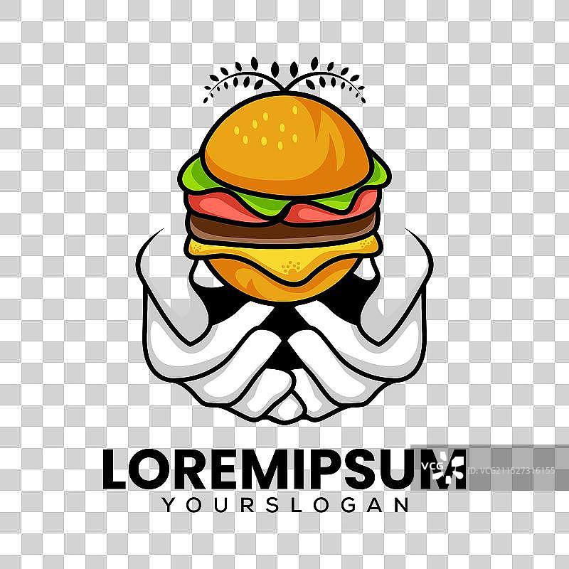 汉堡手绘徽标设计模板图片素材