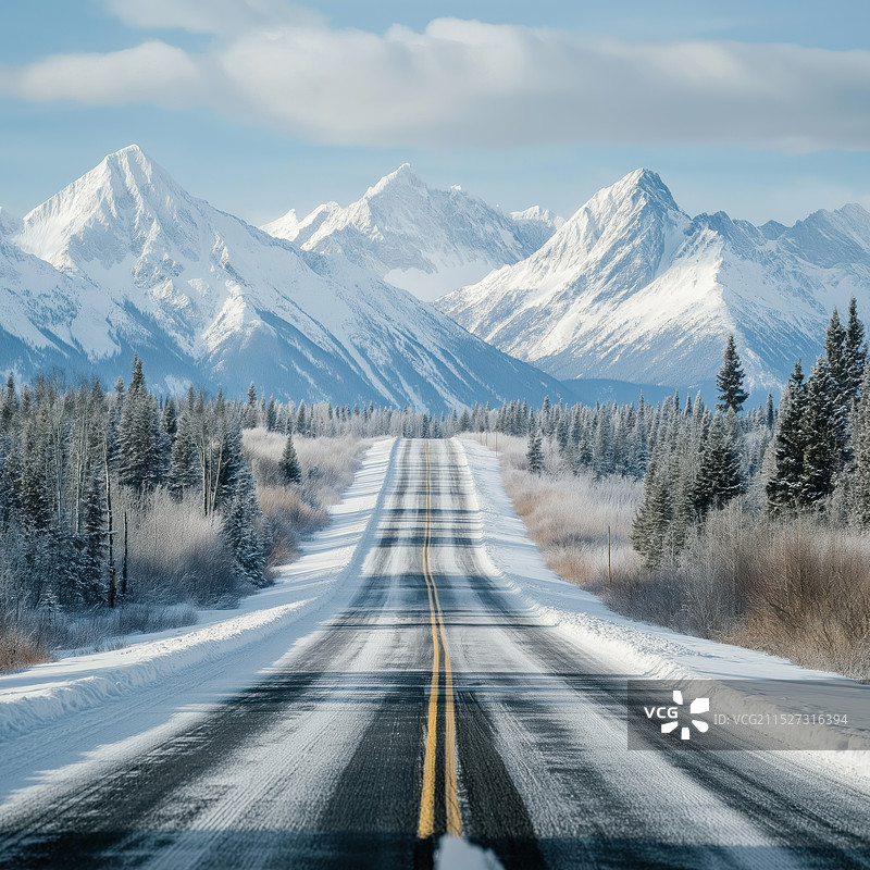 雪山 路图片素材