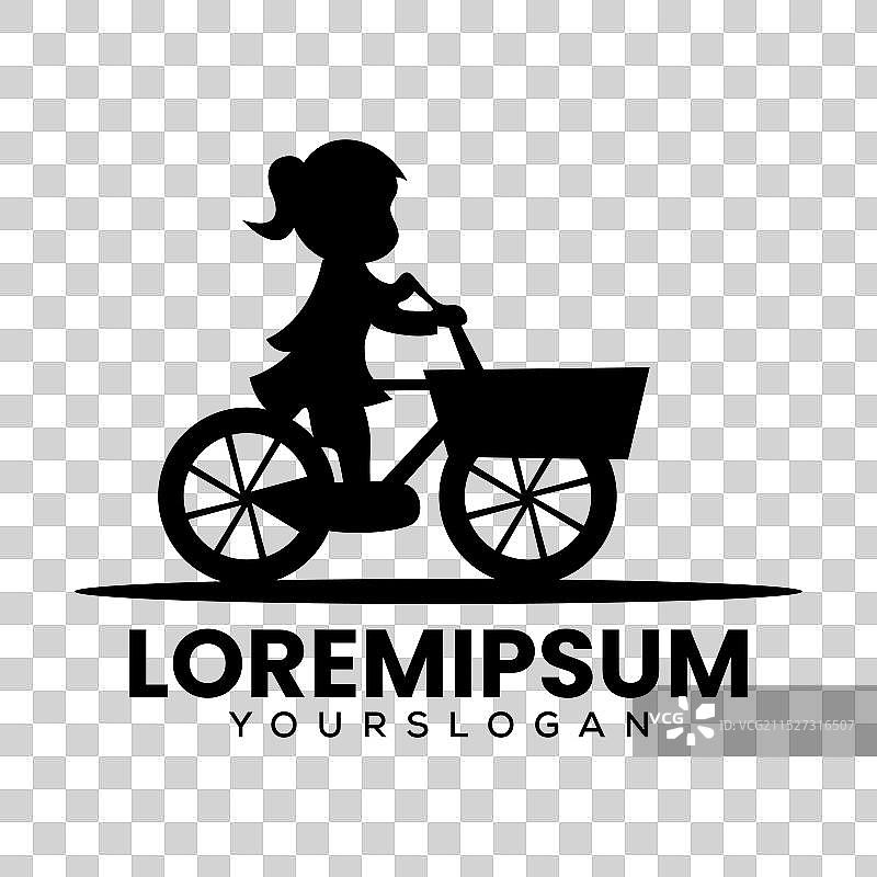 小女孩骑自行车标志剪影图片素材
