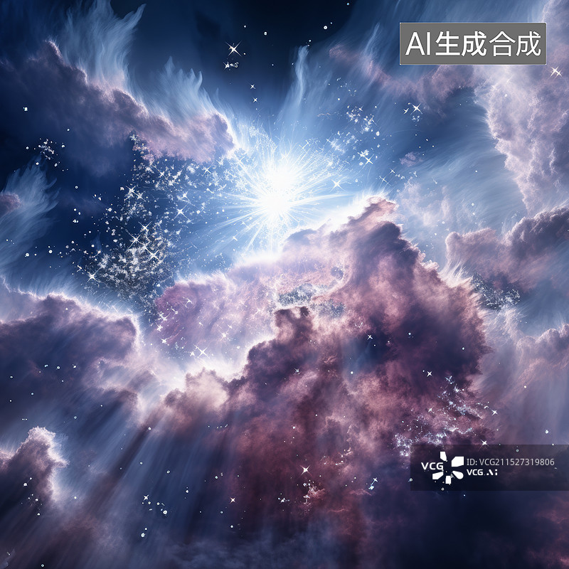 【AI数字艺术】数码彩色星云星空抽象图形海报网页PPT背景图片素材