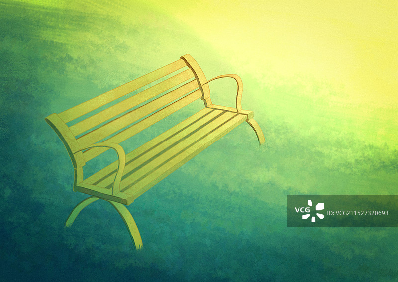 公园里草坪上的空长凳长椅图片素材