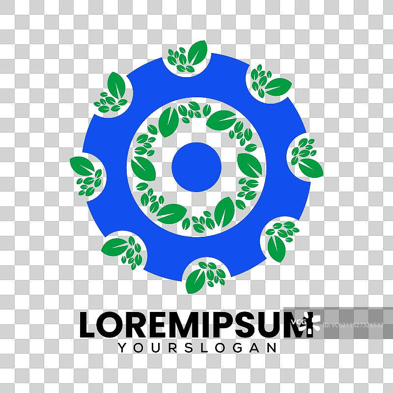 齿轮和树叶标志设计图片素材