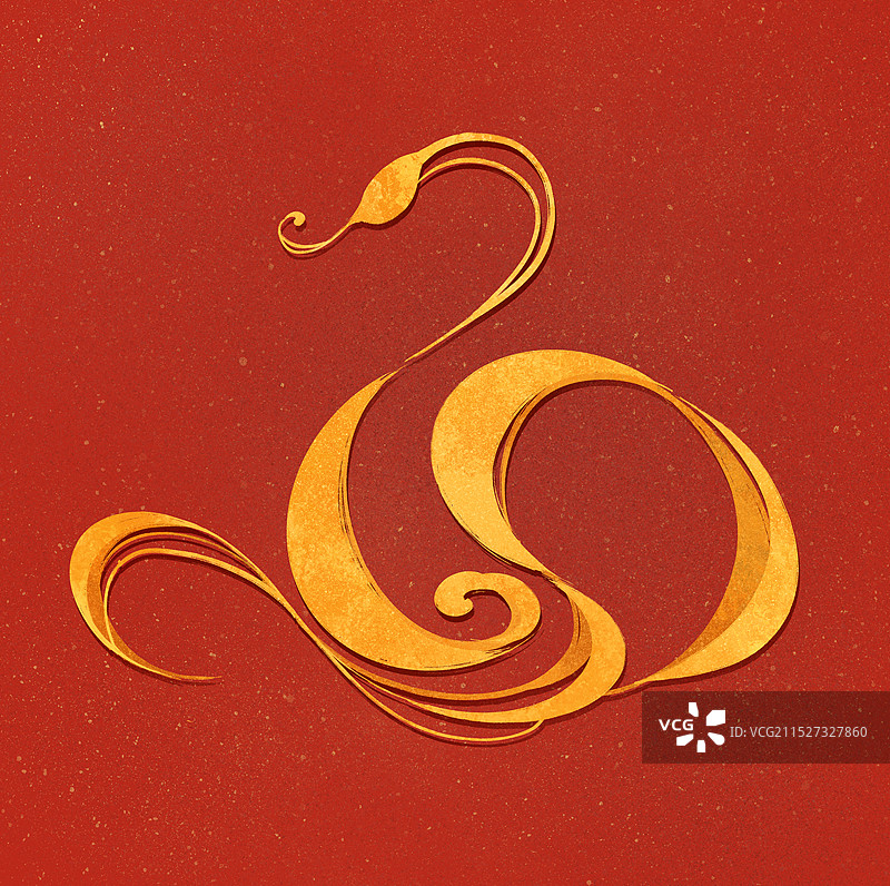 金蛇图腾抽象扁平插画图片素材