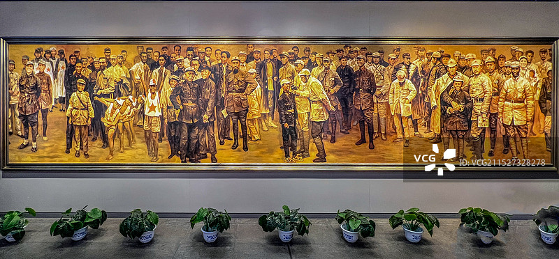 遵义会议陈列馆油画长卷图片素材