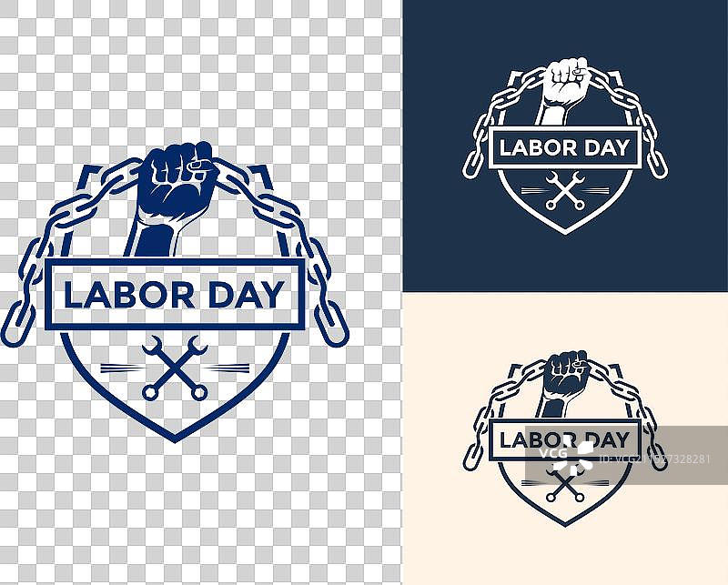 手扳手和链条劳动节标志图片素材