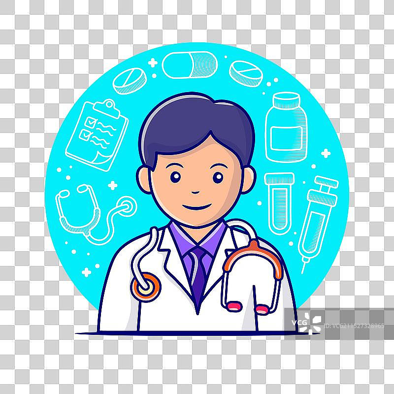 涂鸦医生彩色手绘卡通图片素材