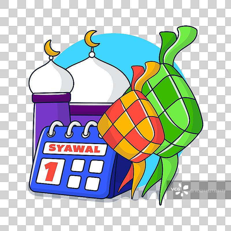 手绘开斋节快乐时光图片素材