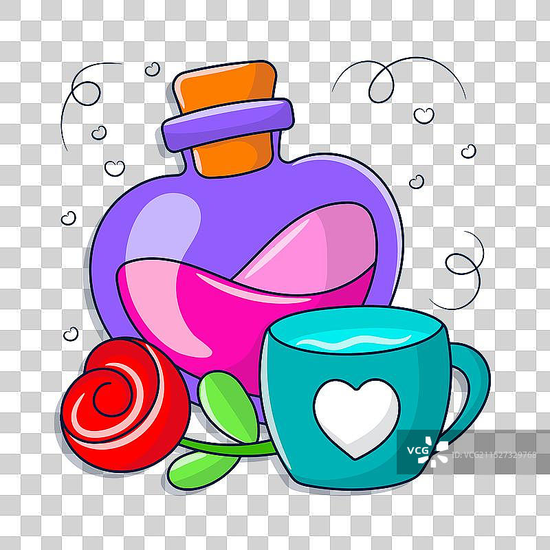 彩色手绘婚礼爱情药水剪贴画图片素材