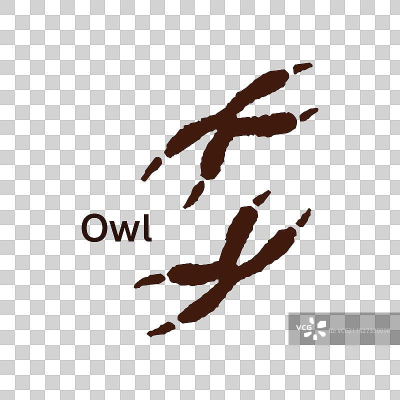 猫头鹰足迹与野生掠食者铭文图标图片素材