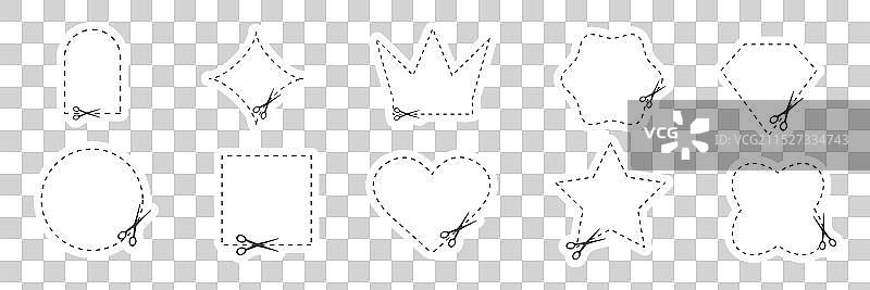 在此处剪裁黑色剪刀剪裁虚线图片素材