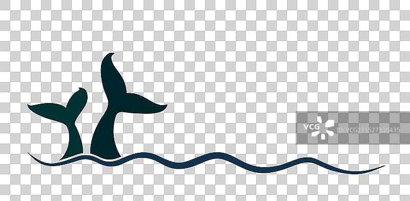 带有鲸鱼的蓝色波浪符号图片素材