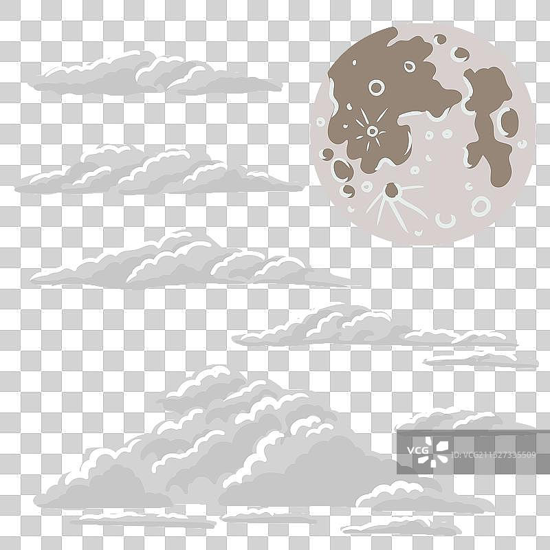 云和月亮绘画图片素材