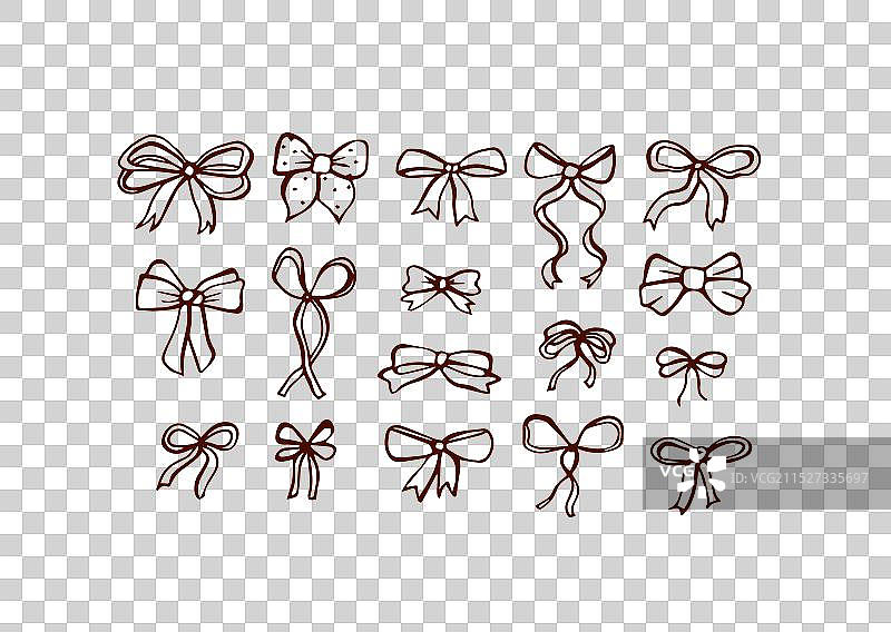 手绘缎带蝴蝶结涂鸦合集图片素材