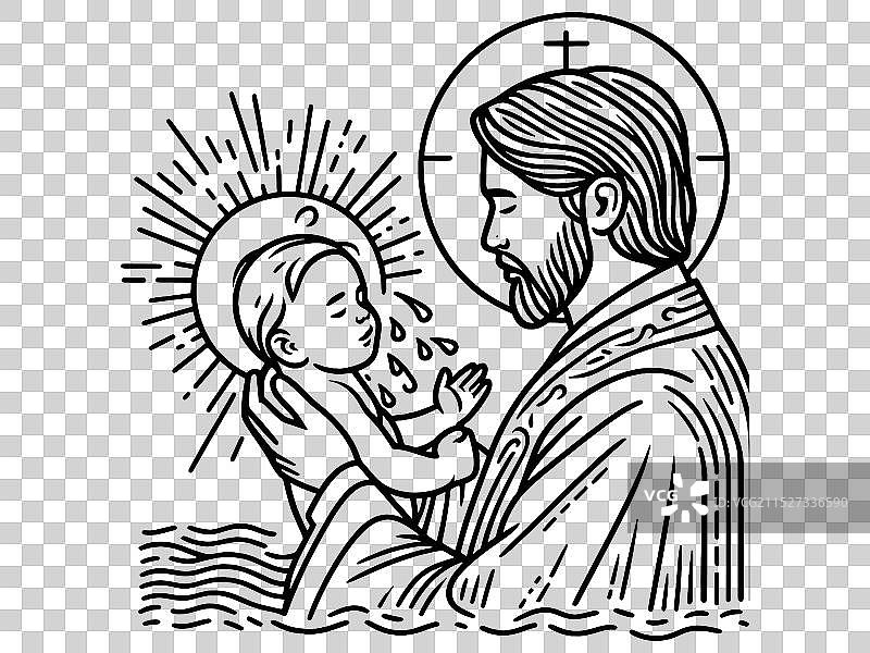 涂色书：神圣的婴儿洗礼图片素材