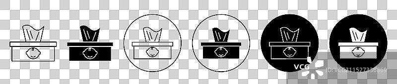白色背景上的婴儿湿巾图标集图片素材