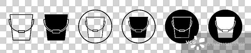 白色背景上的水桶图标集图片素材