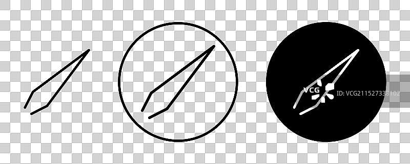 白色背景上的眉毛镊子图标集图片素材