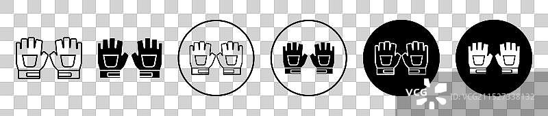 白色背景上的健身手套图标集图片素材