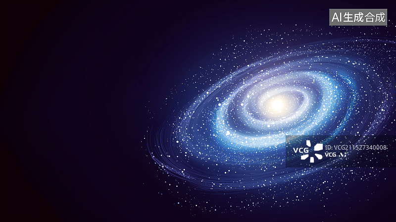 【AI数字艺术】蓝色螺旋太空星系图片素材