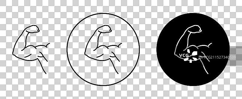 白色背景上的强壮手臂图标集图片素材