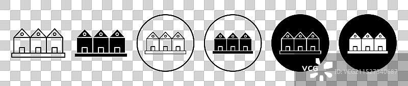 白色背景上的排屋图标集图片素材
