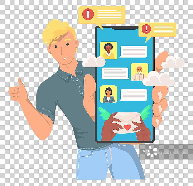 男人使用智能手机进行时尚通讯图片素材