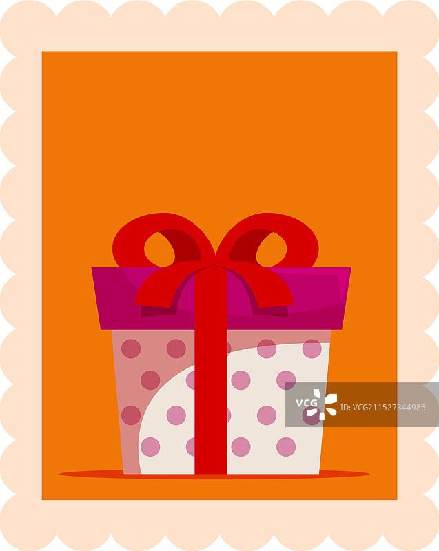 邮票上的红色丝带节日礼盒图片素材