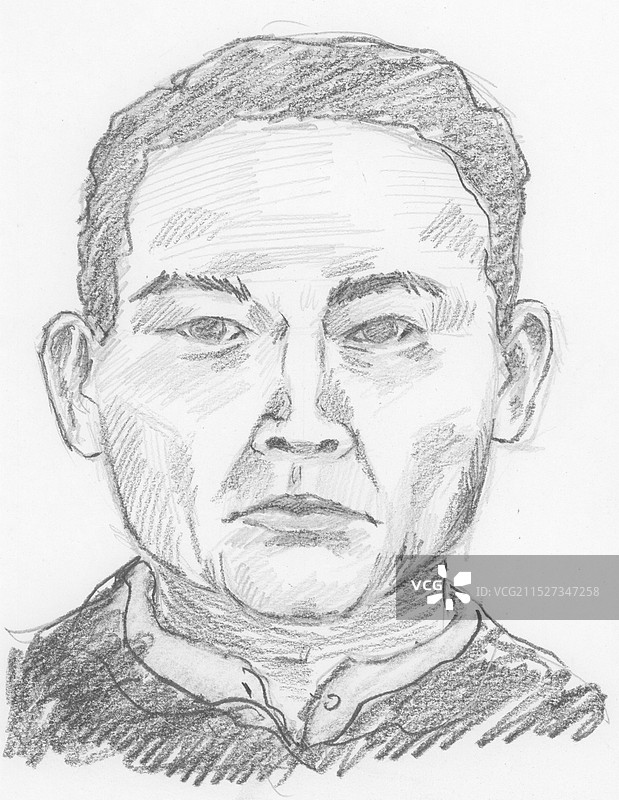 男性正面头像刑侦电视剧嫌疑人肖像铅笔素描速写人物元素插画图片素材