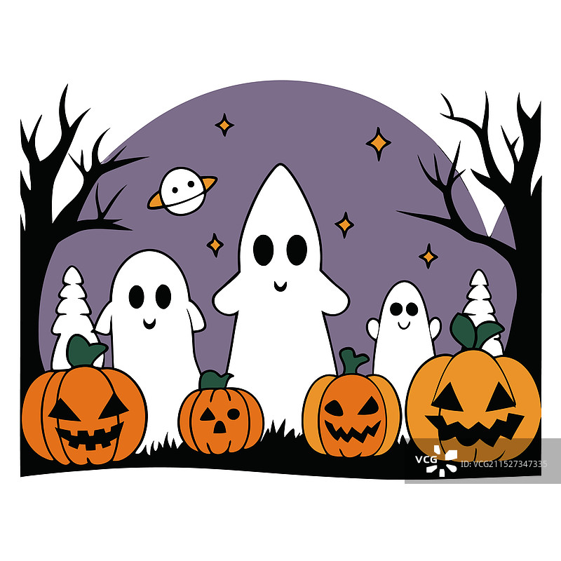 万圣节背景：幽灵与女巫图片素材