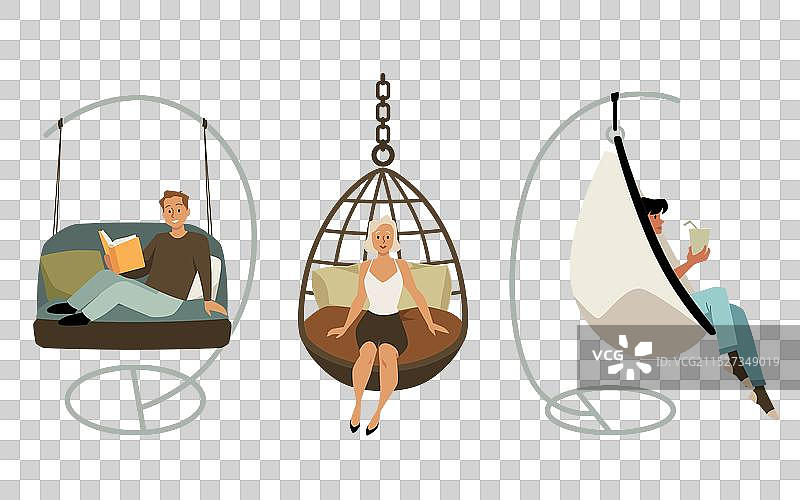 3个悬挂式卡通人物秋千图片素材