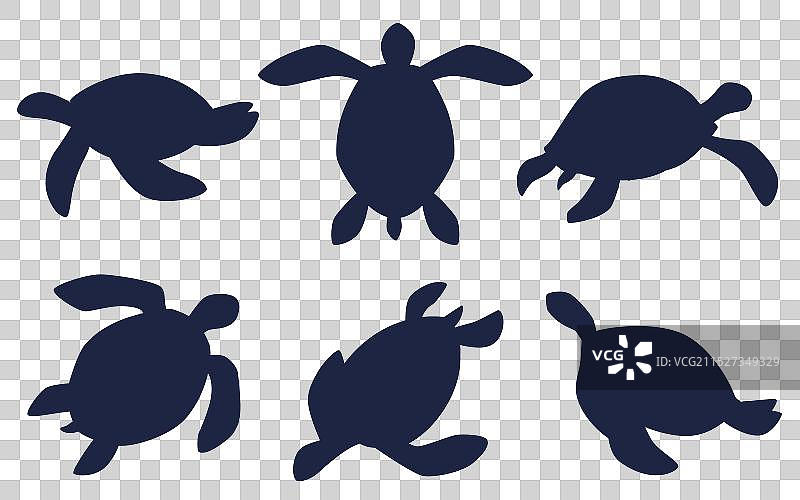 海龟剪影合集图片素材
