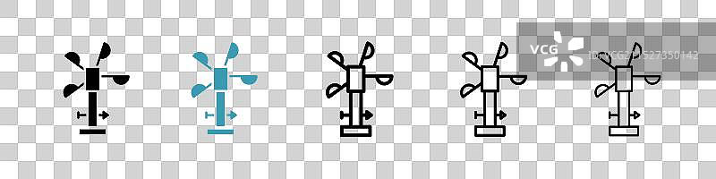 白色背景上的风速计图标集图片素材