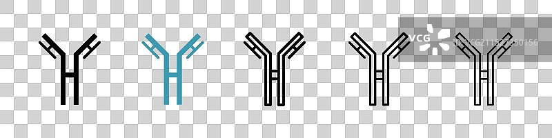 白色背景上的抗体图标集图片素材