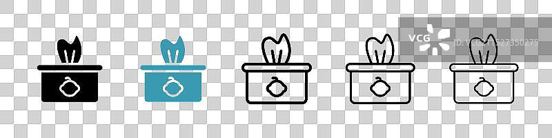 白色背景上的婴儿湿巾图标集图片素材