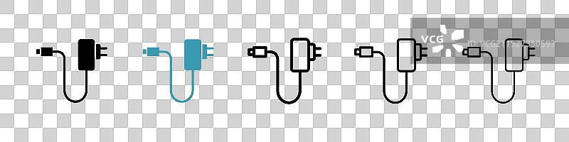 白色背景上的充电器图标集图片素材