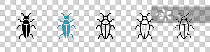 白色背景上的蟑螂图标集图片素材